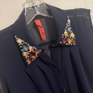 Eight Sixty Button Down Semi Sheer Top